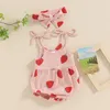 Clothing Sets Cute Baby Girl Summer Jumpsuit Strawberry Print Bandage Sleeveless Romper And Headband Set Clothes Outfits