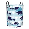 Sacs à linge Panier de pliage Polon Polar ours Mère son enfant avec une poubelle ronde Grand panier pliable Clothes Toy Bucket Organisateur