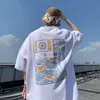 夏のプラスサイズメンズパターンTシャツショートスリーブファッションヒップホップストリート衣料ショルダードロップレディースカジュアルトップ240403