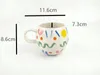 Verres à vin Tasse de thé en céramique pour tasse ronde en porcelaine avec lignes de lignes de lignes à main colorées bureau et tasses à domicile.