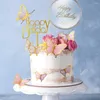 Party levererar 22 stycken fjärilsdekorationer med akrylkaka toppers för baby shower bröllop födelsedag dekor