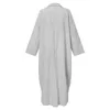Casual Dresses Maxi Dress Striped Print Lapel For Women Plus Size Long Sleeve Shirt med Split Hem Soft Breattable Spring Lady