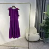 Casual Dresses 2024 Summer Ruffles Loose For Women Orange Violet Poplin Cotton Dress