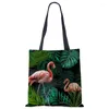 Sacs de rangement Flamingo Plant imprimé graphique Sac hipster eco lin shopping girls mode décontracté pacakge main