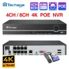 Recorder Techage H.265 8CH 4MP 5MP 1080P 4K POE NVR Out Securveillance Network Network wideo do 16 stóp dla kamery IP PoE IP