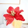 Flores decorativas Flor de Natal de veludo com pó dourado FLORES FLORES ARTIFICIAL PARA DECORAÇÃO DE DECORAÇÃO DE DECORAÇÃO Decoração