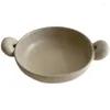 Bowls Japanese Rice Bowl Retro Ceramic With Big Ears Handle Mug Irregular Shaped Tableware Creative Binaural Baking