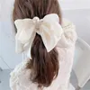 Hair Clips Large Korean Solid Color Satin Organza Fabric Bow Clip For Women Girl Chiffon Bowknot Ribbon Accessories