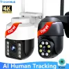 Intercom 4K Security Camera Outdoor 8MP PTZ Wi -Fi IP -камера 5MP CCTV Автопотребление Mini Video Surveillance 4x Zoom Dome Icsee Alexa Onvf