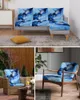 Chair Covers Marble Texture Blue Sofa Seat Cushion Cover Furniture Protector Stretch Washable Removable Elastic Slipcovers