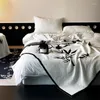 Battaniye basit Çin mürekkep tarzı battaniye siyah ve beyaz vintage bambu oturma odası kanepe klima şal