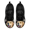 Chaussures décontractées instantarts mignons Golden Retriever Design Marque Fashion Sneakers Black Dog Comfort Flats Animal imprimé texturé