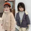 Down Coat Fashion Girls Winter Thicked Warm Jacket High Collar Baby Girl Clothing Beige Purple Kids Clothings 2024