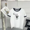 New CE Arc Letter Printing Designer Women's T-shirts Casual Short-sleeved CE letter printing logo color contrast letter printing T-shirt female white base shirt