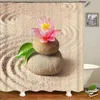 Shower Curtains Flowers Plant Pebble Printed Curtain Waterproof Washable Bathroom Decorative 3D With Hook 240X180