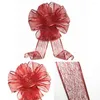 Decorative Flowers 1/2 Pc Christmas Red Bow Large Glitter Bouquet Handcraft Decorations 2024 Bowknot Xmas Tree Decor Arbol De Navidad