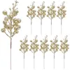 Fleurs décoratives 10 pcs Berries d'imitation de Noël décorations extérieures plantes artificielles faux baies houx tige arbre