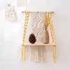 Kitchen Storage Macrame Wall Hanging Shelf Boho For Bedroom Woven Rope Art As