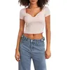 Damestanks dames s y2k lange mouw crop top slank fit t shirt crew nek strakke basist-shirt blouse tee tops shirts esthetische streetwear