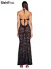 Casual Dresses Weird Puss Lace Print Dress Women Sexy Sheer Backless Halter Bandage Hollow Knot Solid Bodycon Beach Style Slim Holiday