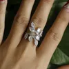 Wedding Rings ZAKOL Elegant Leaf Flower Zircon Open For Women Party Jewelry Clear Zirconia Engagement