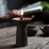 Candle Holders Handmade Ceramics Oil Lamp Zen Holder Rough Pottery Household Retro Ornaments Night Lamps Buddha Decorations