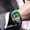 27 Nibosi Fully Automatic Men's Mechanical Green Waterproof Night Light Calendar Steel Band Watch