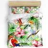 Bedding Sets Green Parrot Animal Tropical Plant Flower 3pcs Set For Double Bed Home Textile Duvet Cover Quilt Pillowcase