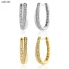 Boucles d'oreilles Andywen 925 Silver Silver Gold Long 21 mm Hoop Zircon Pave Luxury Ovales Crystal Pave Fine Jewelry 2021 Party Rock Punk Clips