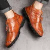 Buty marki męskie buty oryginalne skórzane męskie buty kostki moda męskie sneakery Oxford Autumn Outdoor Waterproof Man Buty