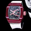 RM67-02 Meet 38,70 x 47,52 mm met zelfopwikkelende beweging Sapphire Glass Mirror Koolstofvezel Case Rubberen band