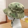 Bérets UV Protection Femme Chapeau Camouflage Impression extérieure avec sangle à étanche-vent Cap