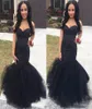 Luxury 2K17 Prom Dresses Sweetheart Mermaid Long Golvlängd Black Crystal Beaded Tulle Special Evening Dress Party Pageant Forma8939849