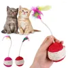 لوازم الطيور الأخرى Cat Toy Pet Sisal Scratching Ball Training Interactive for Kitten Funny Play Feather