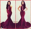 High Neck Mermaid Women Prom Dresses Wine Red Court Train Long Evening Spacial Occasion Party Gowns 2015 Natural Slim Cheap O1845196