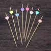 100 Pcs 12cm Cocktail Picks Creative Handmade Heart Shape Bead Appetizer Picks Fruit Toothpicks Party Supplies