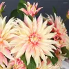 Decorative Flowers Simulation Two Headed Dahlias Chrysanthemum Bouquet Home Living Room Table Wedding Decoration Artificial Fake