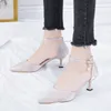 Kleiderschuhe Comemore 2024 Frühlings Sommer Sandalen Koreanische Schnalle Fine Heel Elegante High Heels Mode Frauenschuhschuhe