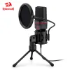 MONOPODS REDRAGON GM100 Seyfert Omni Kondenser Mikrofon PC Telefonu için Tripod Audio 3.5mm Bilgisayar Stüdyosu Karaoke Kayıt Telefonu