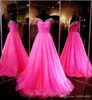 Aline Prom Dresses Luxury Crystal Pärled Beauty Pageant Ball Gown Sexig V Neck ärmlös Tulle Formal Quinceanera Evening Dresses4009665