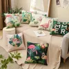 Pillow Flamingo Series Car Use Living Room Sofa Linen Print Decoration 45 45cm Including Inner Core