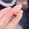 Ringos de cluster Luxo Luxo vintage Ruby Gemstone Hollow Out Design Rose Prazed Open Open Wedding noivado anel para mulheres