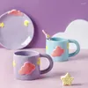 Mokken 400 ml keramische mug set dessert bord lepel cartoon wolken ster ontbijt dineren Snack Dish Tea koffiekap