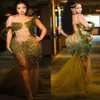 2024 ASO EBI Illusion Green Mermaid Prom Платье кружево бисера вечернее формальное.