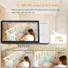 Monitor 5''ips Screen monitor per bambini con fotocamera HD 720p Video wireless Visita di sicurezza Visione notturna Temperatura Sleep Audio a 2 vie