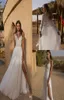 2019 Asaf Dadush Boho Wedding Dresses Spaghetti spets brudklänningar lår höga slitsar med wrap chiffon strand bröllopsklänning anpassad2851686