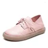 Casual Shoes DRKANOL 2024 Fashion Women Genuine Leather Spring Autumn Soft Cow-Muscle Sole Flat Comfort Loafers Pink Black