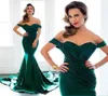 2017 Dark Green Sexy Sirène Robes de soirée de l'épaule Sweetheart Robes de soirée drapées Robe de soirée Robe de promotion de la cour à queue de poisson drapée 7958335