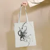 Storage Bags Black Ink Animal Creative Pattern Reusable Shopping Bag Canvas Tote Printing Eco Shopper Shoulder