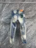 2024 Spring herfst borduurwerkafdruk zipper heren jeans lichte gewassen man's lange potloodbroek wcnz041